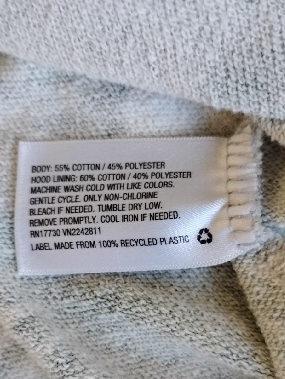 Original Use Size S Gray Crewneck Hoodie with Green Tropical Print - Picture 12 of 15